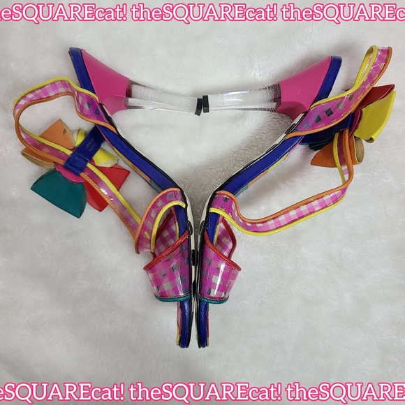 Betseyville π Rainbow jem flowers clear gingham straps lucite high heels y2k π - Picture 8 of 14
